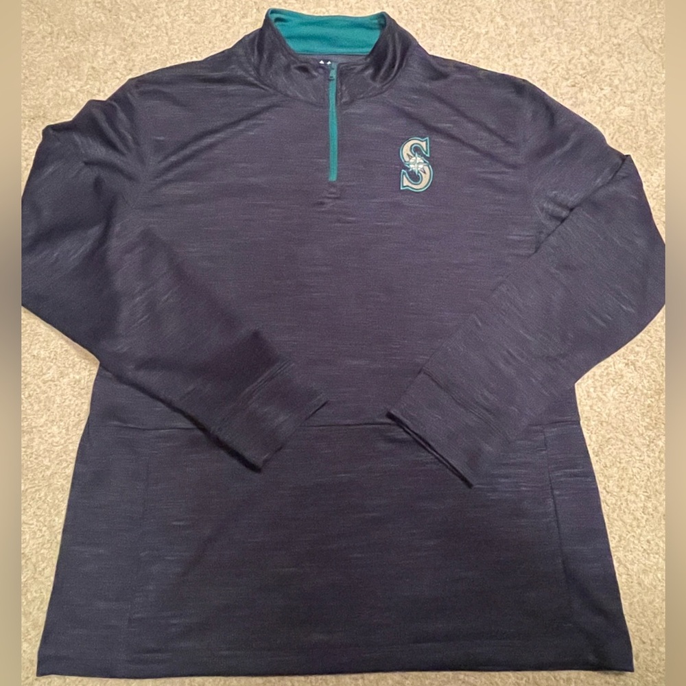 Navy Quarter-Zip Pullover With Seattle Mariners logo